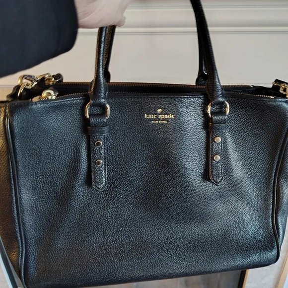 Kate Spade Mulberry Leighann Tote Large Black Leather Logo Strap